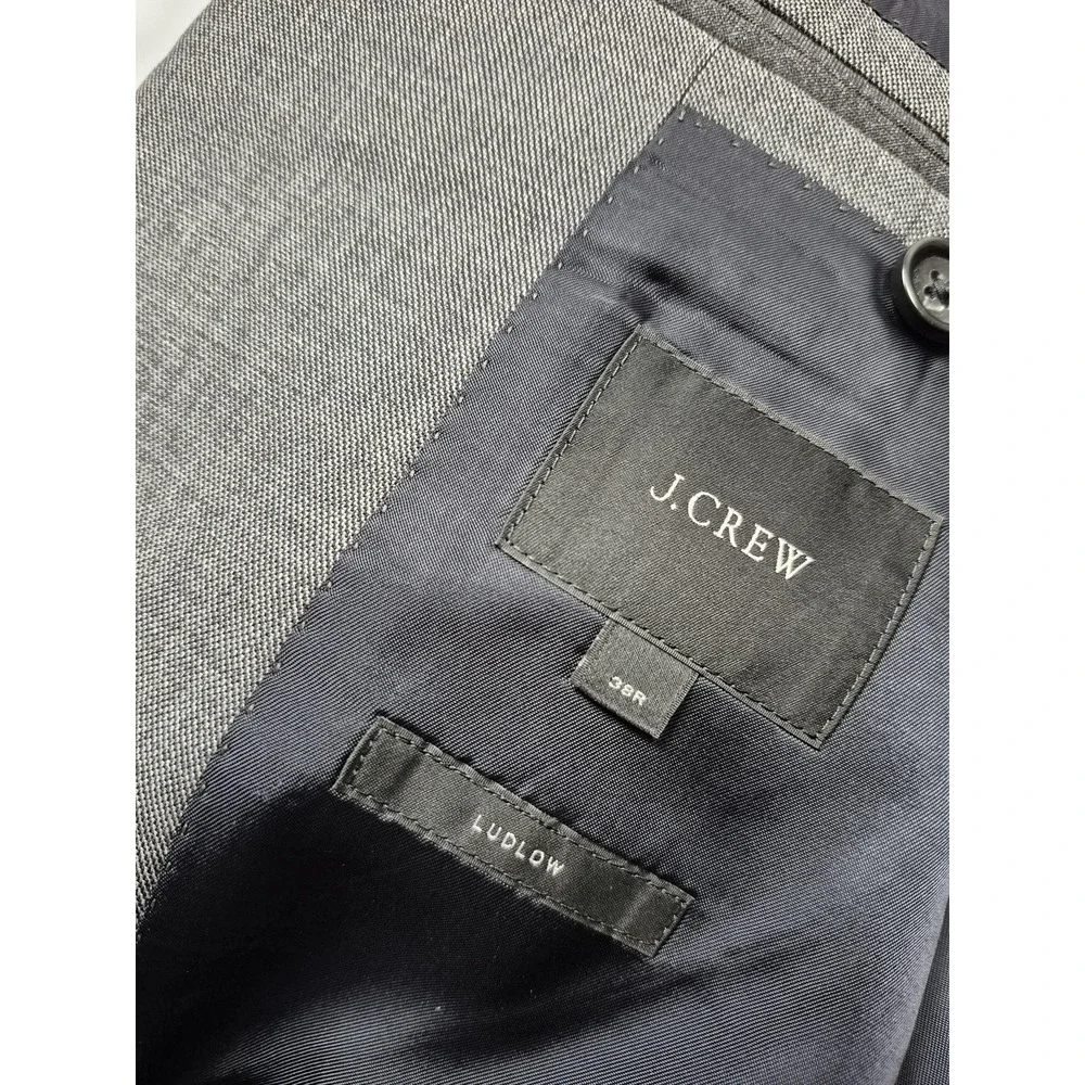 J.Crew Suit Jacket Mens 38R Gray Wool Ludlow Tollegno 1900 2 Button Slim Fit